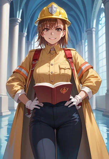 toaru_majutsu_no_index,misaka_mikoto,firefighter  - AI generated anime art