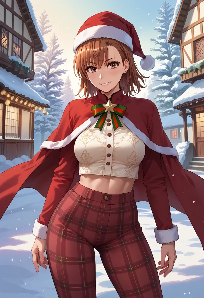 toaru_majutsu_no_index,misaka_mikoto,Christmas,plaid trousers  - 