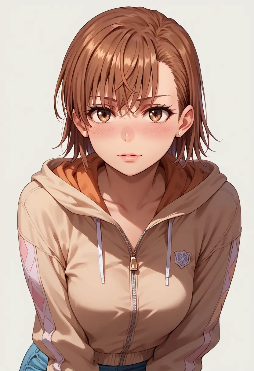 toaru_majutsu_no_index,misaka_mikoto,crop hoodie,shorts  - 