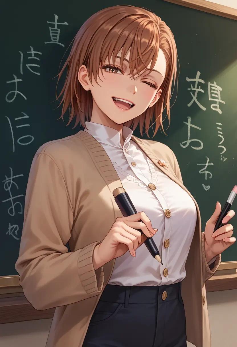 toaru_majutsu_no_index,misaka_mikoto,teacher, sweater  - 