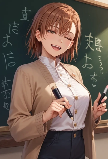 toaru_majutsu_no_index,misaka_mikoto,teacher, sweater  - AI generated anime art