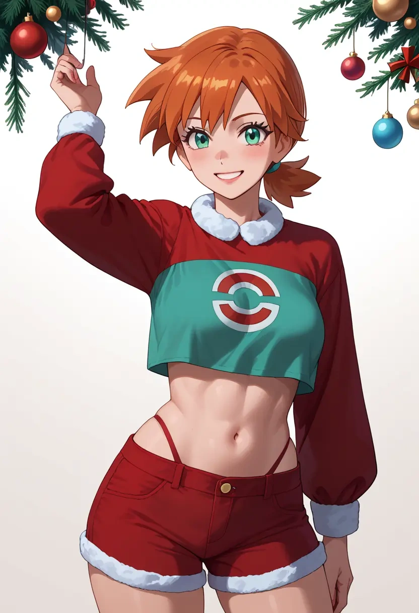 pokemon,misty_(pokemon),Christmas,red velvet shorts  - 