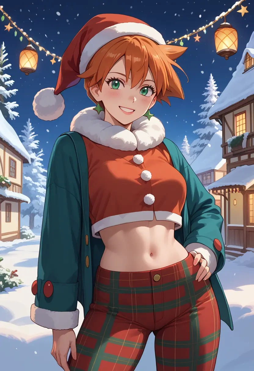 pokemon,misty_(pokemon),Christmas,plaid trousers  - 