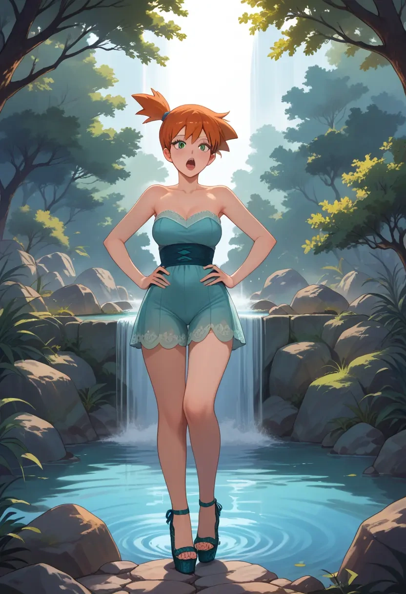 pokemon,misty_(pokemon),gown,strapless,mermaid silhouette  - 