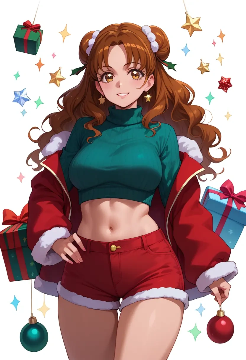 precure,misumi_nagisa,Christmas,red velvet shorts,turtleneck sweater  - 