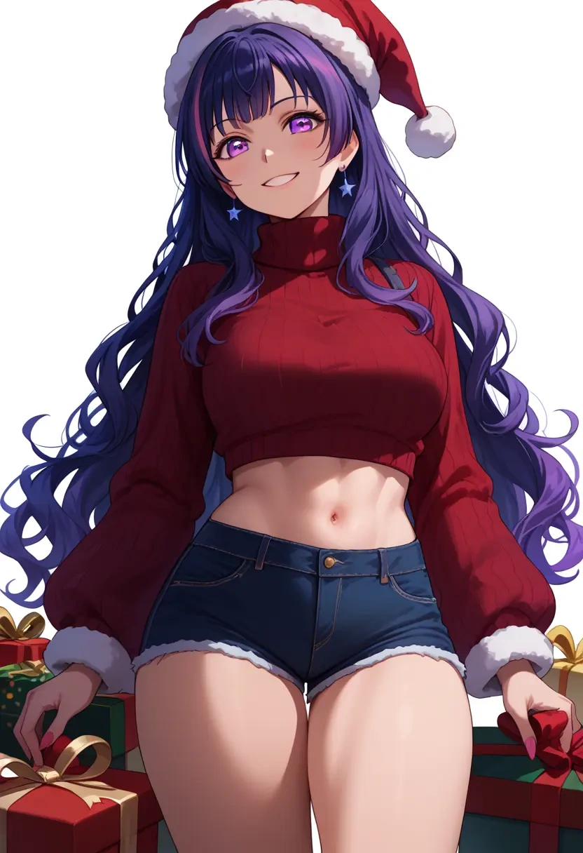 bang_dream,mitake_ran,Christmas,red velvet shorts,turtleneck sweater  - 