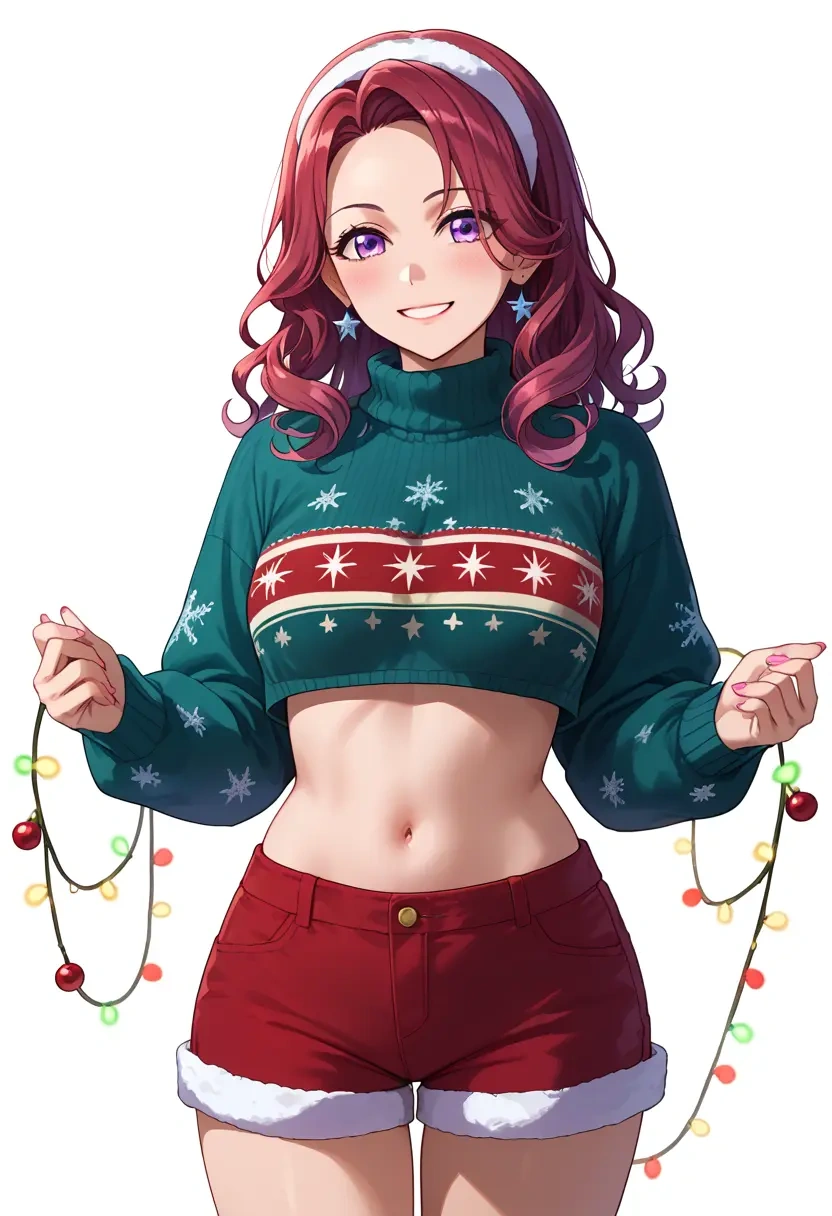 bang_dream,mitake_ran,Christmas,red velvet shorts  - 