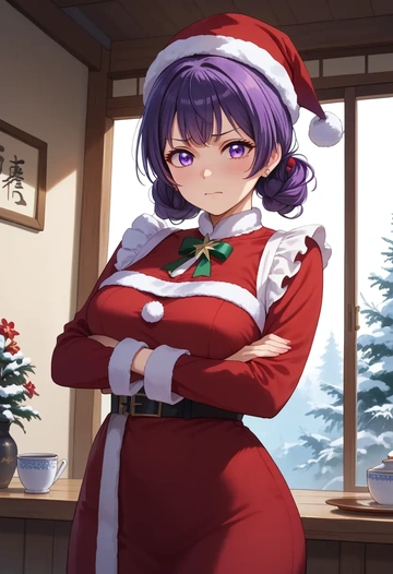 bang_dream,mitake_ran,Christmas,red velvet dress  - AI generated anime art