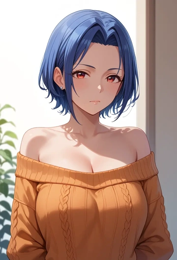 idolmaster,miura_azusa,orange,sweater  - AI generated anime art