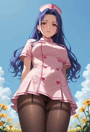 idolmaster,miura_azusa,nurse pantyhose,mini skirt, sexy  - AI generated anime art