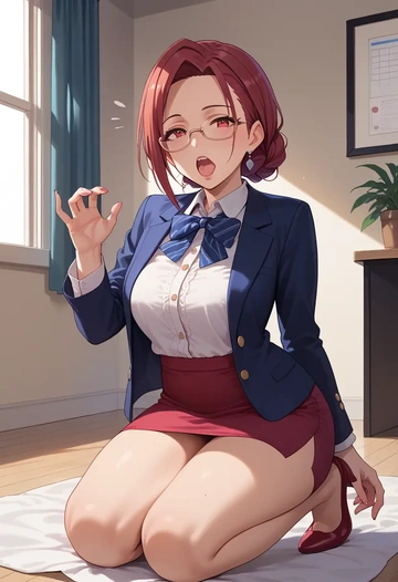 idolmaster,miura_azusa,OL, glasses,  - AI generated anime art