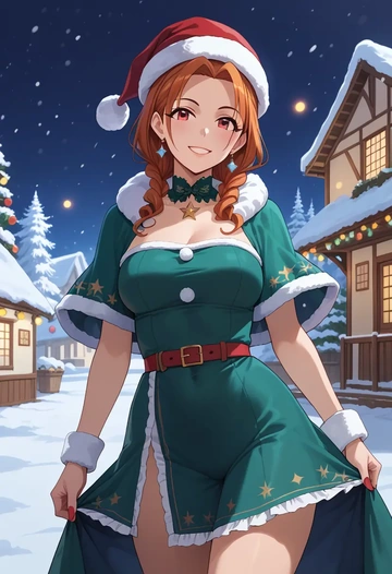 idolmaster,miura_azusa,Christmas,dress  - AI generated anime art