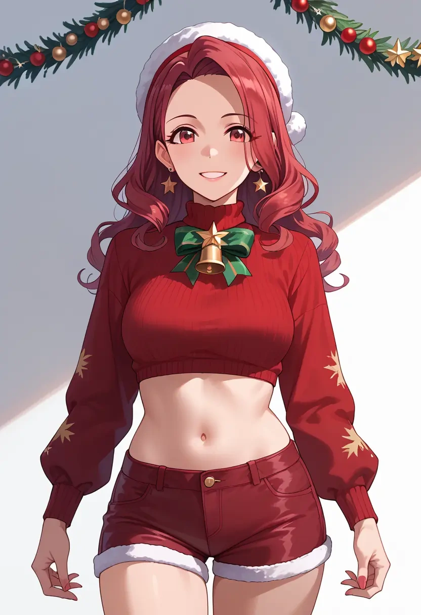 idolmaster,miura_azusa,Christmas,red velvet shorts  - 