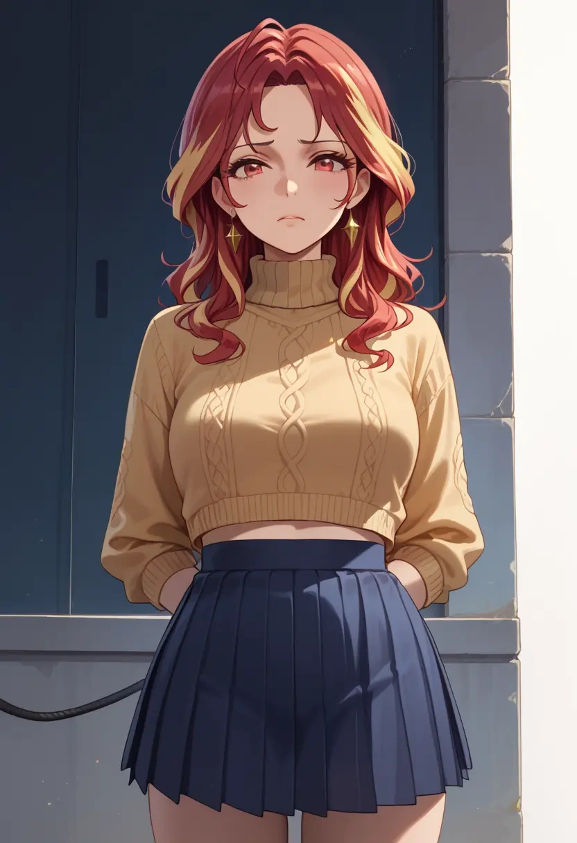 idolmaster,miura_azusa,sweater,cropped,pleated midi skirt  - 