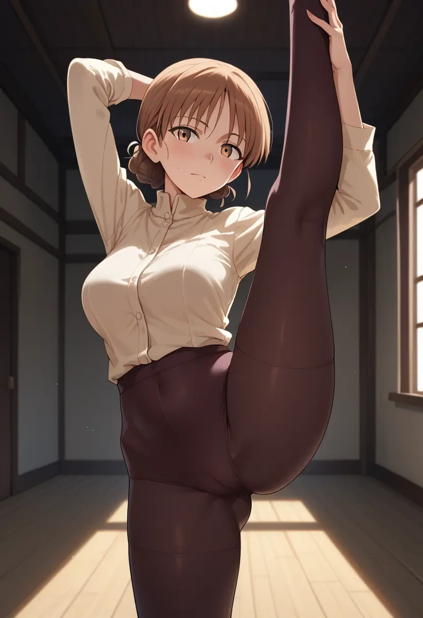 world_witches_series,miyafuji_yoshika,yoga, standing split,sexy,  - 