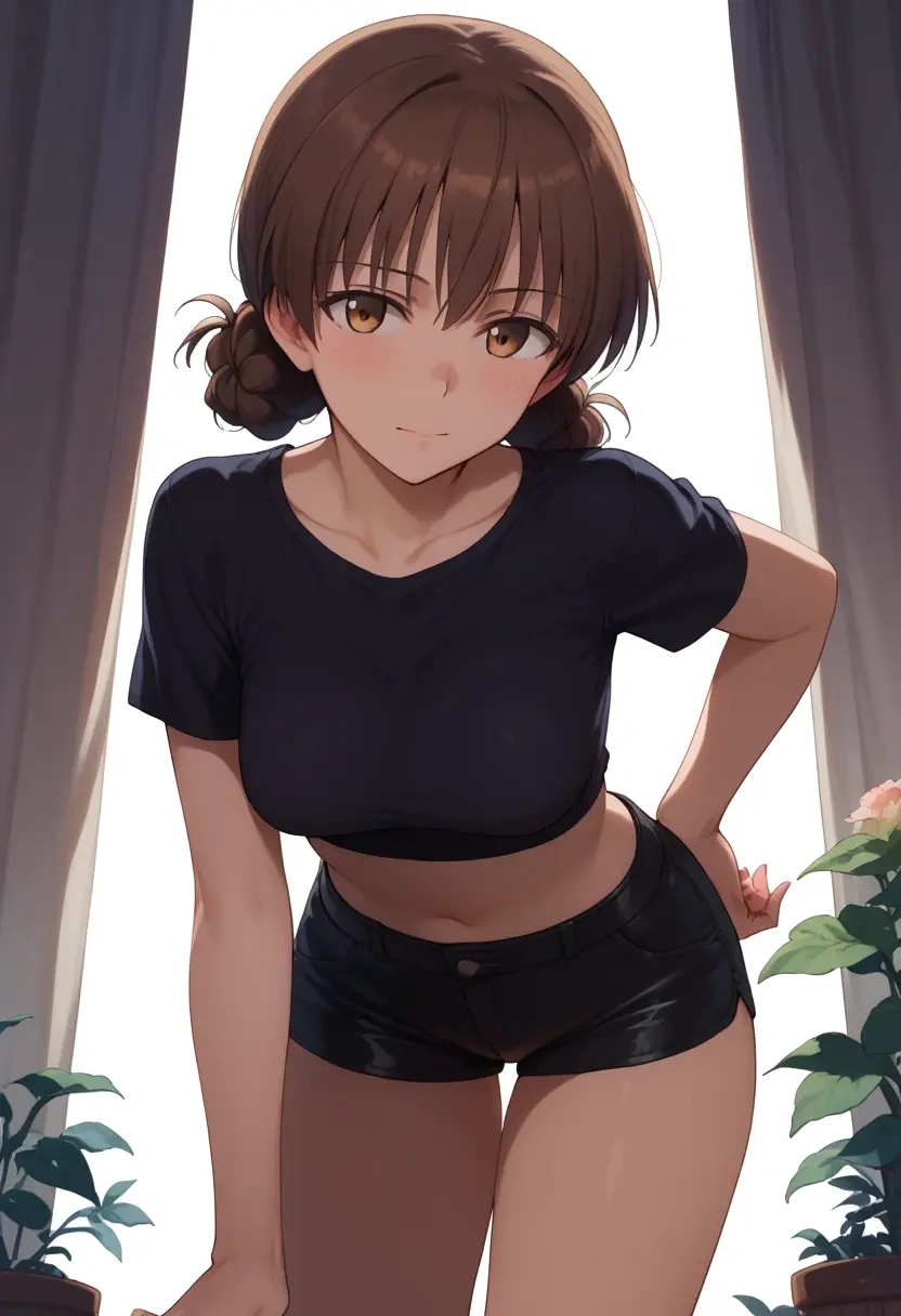 world_witches_series,miyafuji_yoshika,leather,shorts,crop top  - 