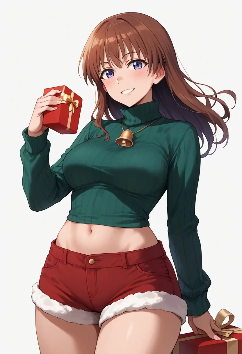 world_witches_series,miyafuji_yoshika,Christmas,red velvet shorts,turtleneck sweater  - 