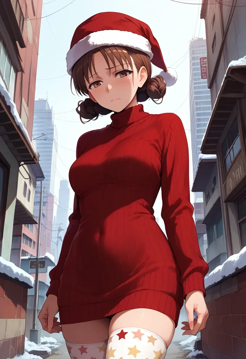 world_witches_series,miyafuji_yoshika,Christmas,sweater dress,stockings  - 