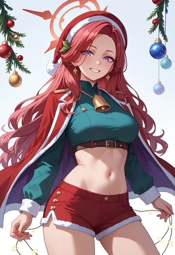 blue_archive,miyako_(blue_archive),Christmas,red velvet shorts  - AI generated anime art