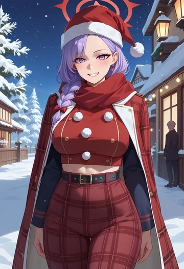 blue_archive,miyako_(blue_archive),Christmas,plaid trousers  - AI generated anime art