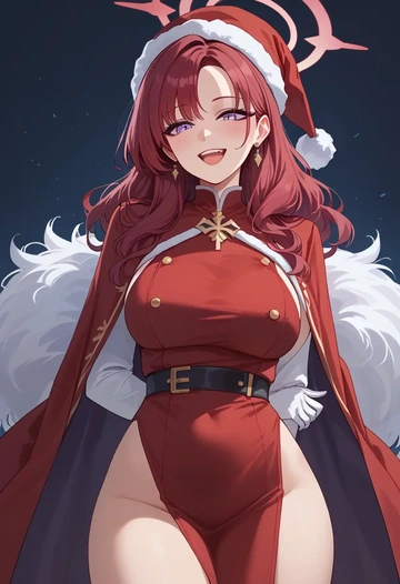 blue_archive,miyako_(blue_archive),Christmas,red velvet dress  - AI generated anime art