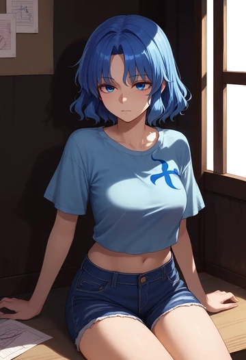 touhou,miyako_yoshika,denim shorts  - AI generated anime art