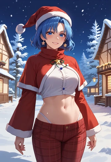 touhou,miyako_yoshika,Christmas,plaid trousers  - AI generated anime art