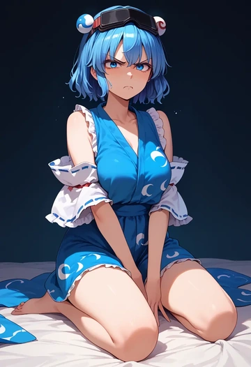 touhou,miyako_yoshika,graphic tee,shorts,sneakers  - AI generated anime art