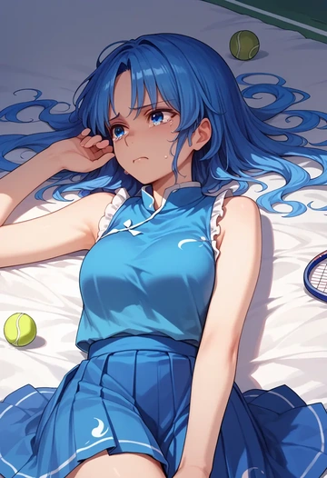 touhou,miyako_yoshika,tennis dress,visor,trainers  - AI generated anime art