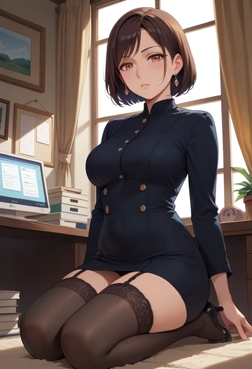 kimi_no_na_wa,miyamizu_mitsuha,secretary, stockings  - AI generated anime art