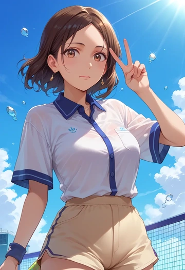 kimi_no_na_wa,miyamizu_mitsuha,tennis polo,skort  - AI generated anime art