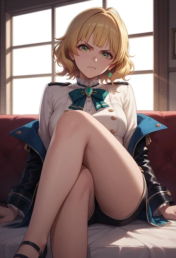 idolmaster,miyamoto_frederica,leather,shorts  - AI generated anime art