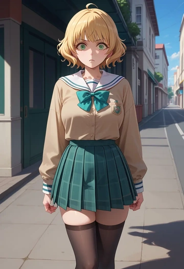 idolmaster,miyamoto_frederica,jk uniform, stockings  - AI generated anime art