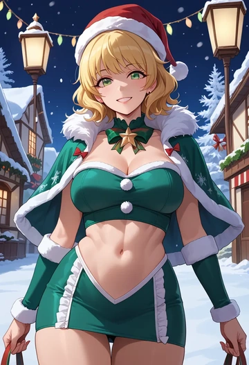 idolmaster,miyamoto_frederica,Christmas,dress  - AI generated anime art