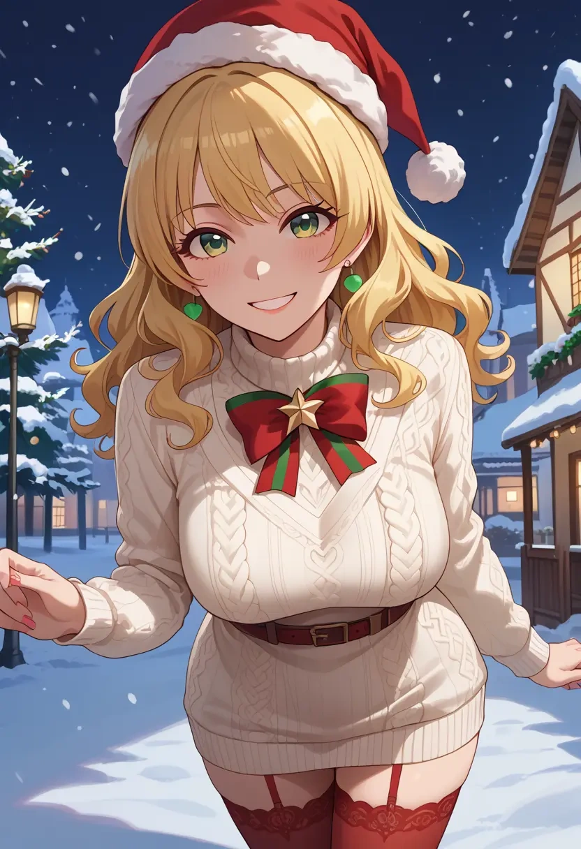 idolmaster,miyamoto_frederica,Christmas,sweater dress,stockings  - 