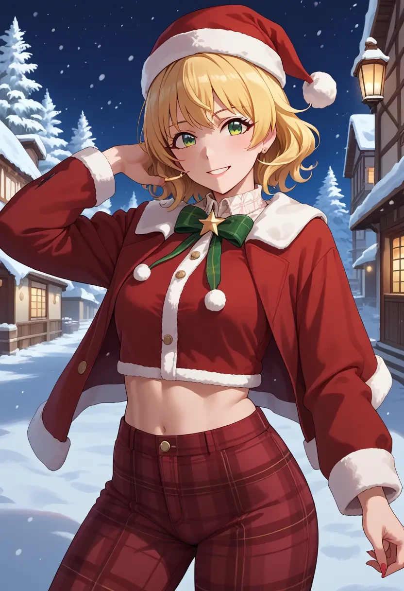 idolmaster,miyamoto_frederica,Christmas,plaid trousers  - 