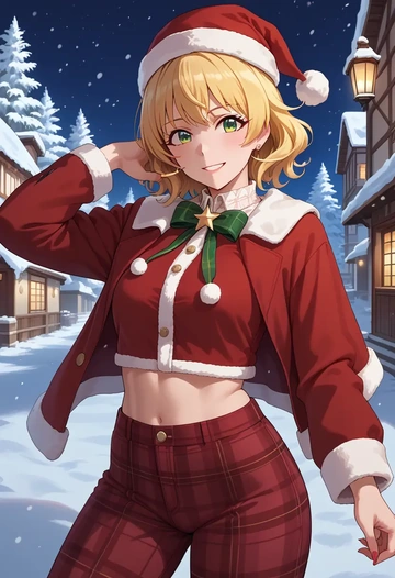 idolmaster,miyamoto_frederica,Christmas,plaid trousers  - AI generated anime art