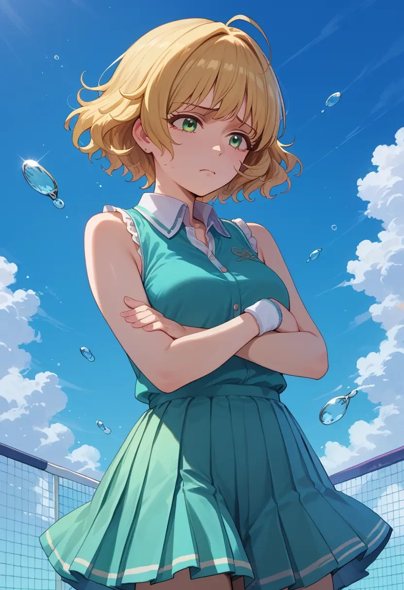 idolmaster,miyamoto_frederica,tennis dress,visor,trainers  - 