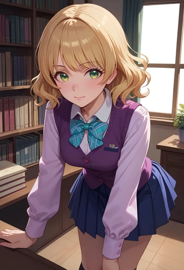 idolmaster,miyamoto_frederica,spring,student uniform,vest  - AI generated anime art