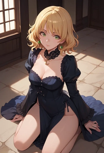 idolmaster,miyamoto_frederica,gothic priestess gown,high slit,embroidered veil  - AI generated anime art