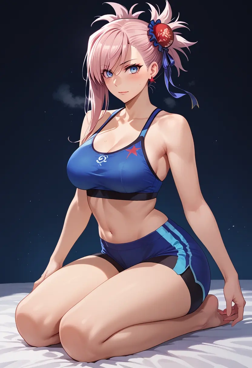 fate_(series),miyamoto_musashi_(fate),yoga shorts  - 