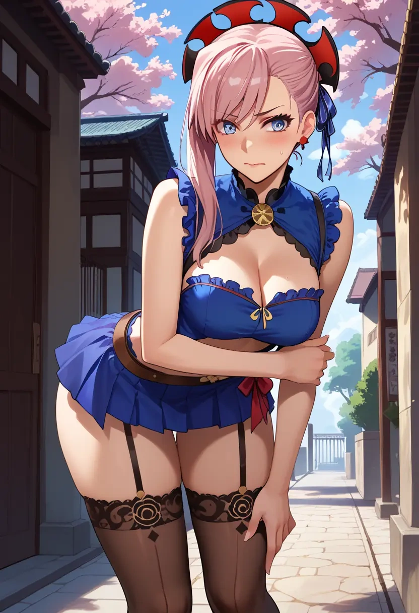 fate_(series),miyamoto_musashi_(fate),mini skirt, stockings  - 