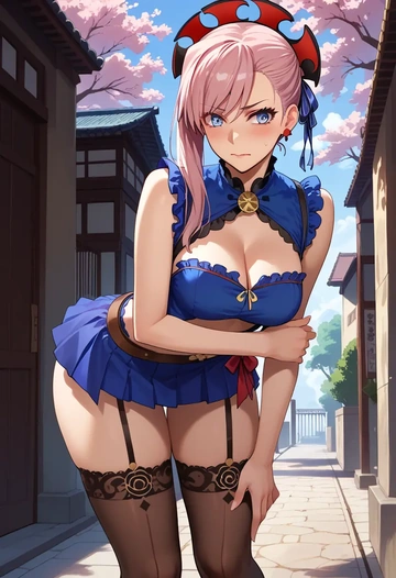 fate_(series),miyamoto_musashi_(fate),mini skirt, stockings  - AI generated anime art