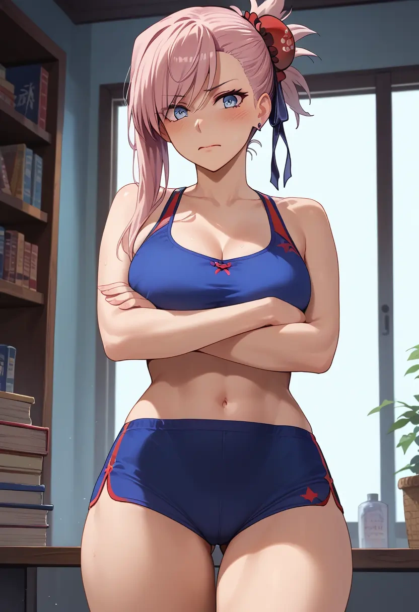 fate_(series),miyamoto_musashi_(fate),yoga shorts  - 