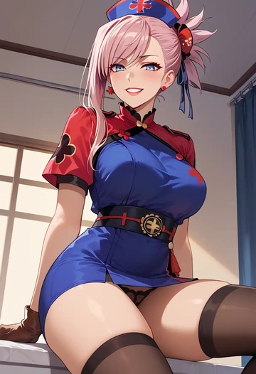 fate_(series),miyamoto_musashi_(fate),nurse pantyhose,mini skirt, sexy  - AI generated anime art