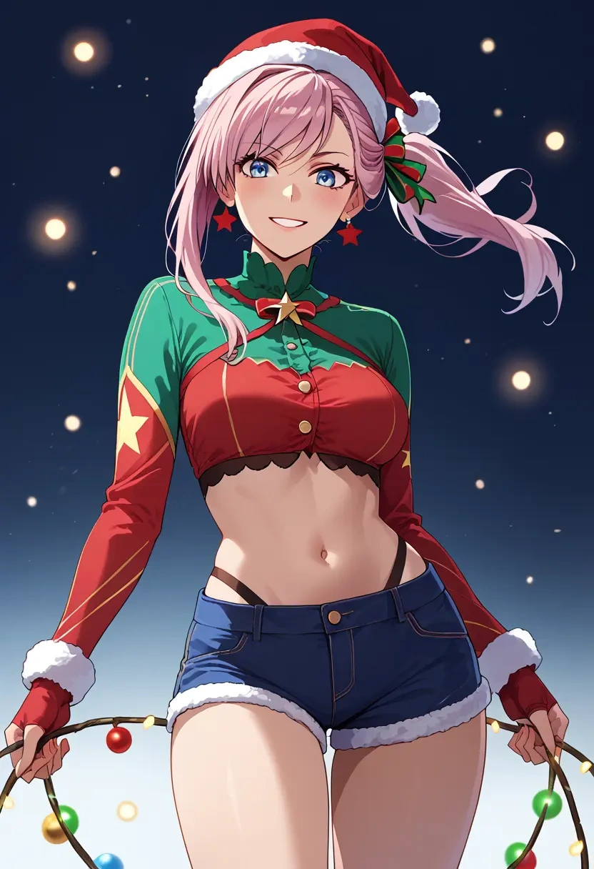 fate_(series),miyamoto_musashi_(fate),Christmas,red velvet shorts  - 