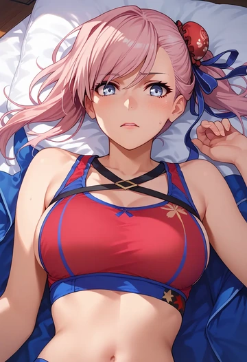 fate_(series),miyamoto_musashi_(fate),sports bra,wide-leg joggers  - AI generated anime art