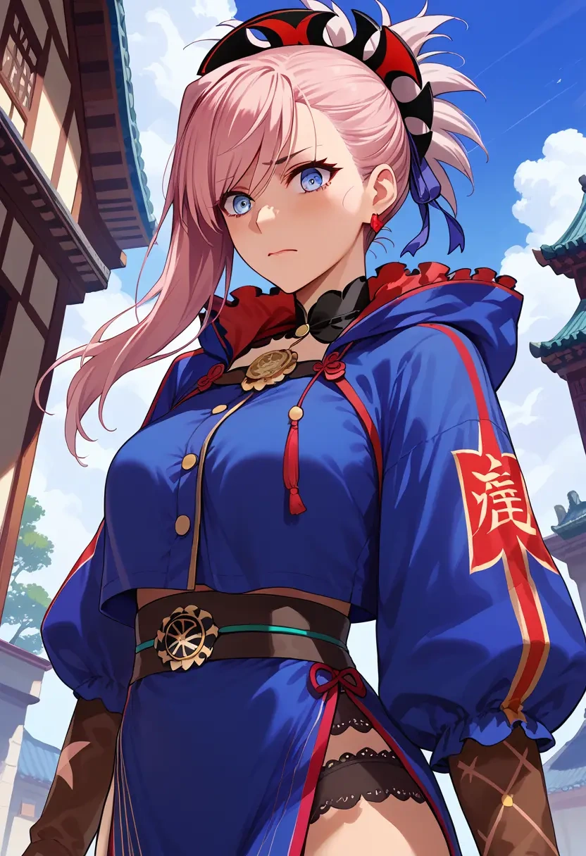 fate_(series),miyamoto_musashi_(fate),crop windbreaker,shorts  - 