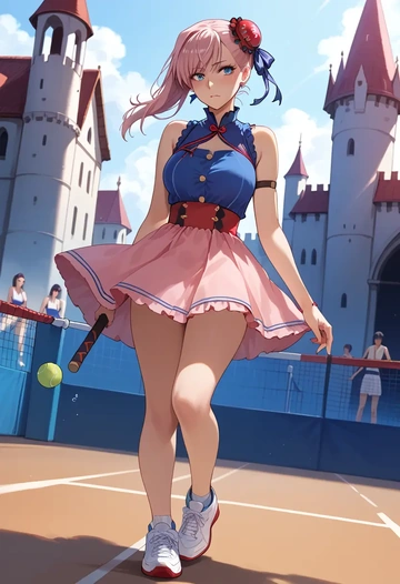 fate_(series),miyamoto_musashi_(swimsuit_berserker)_(fate),tennis skirt  - AI generated anime art