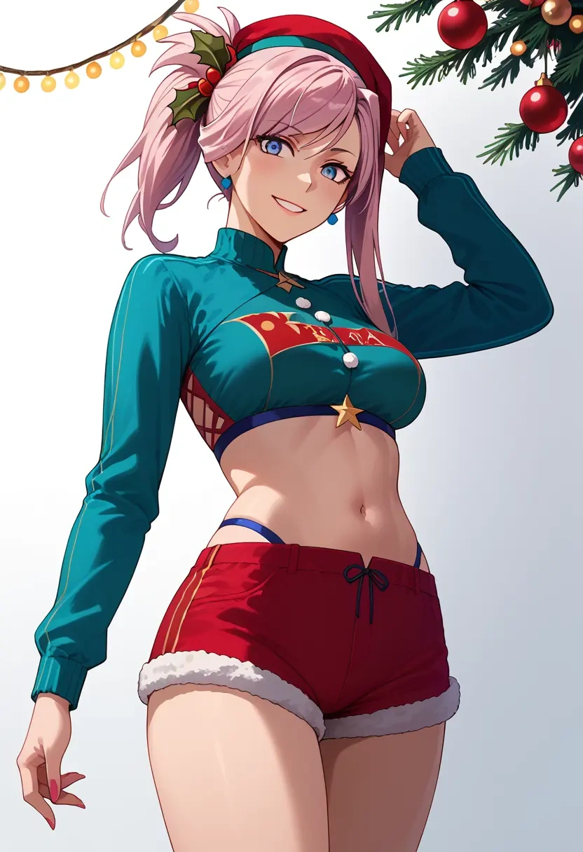 fate_(series),miyamoto_musashi_(swimsuit_berserker)_(fate),Christmas,red velvet shorts  - 